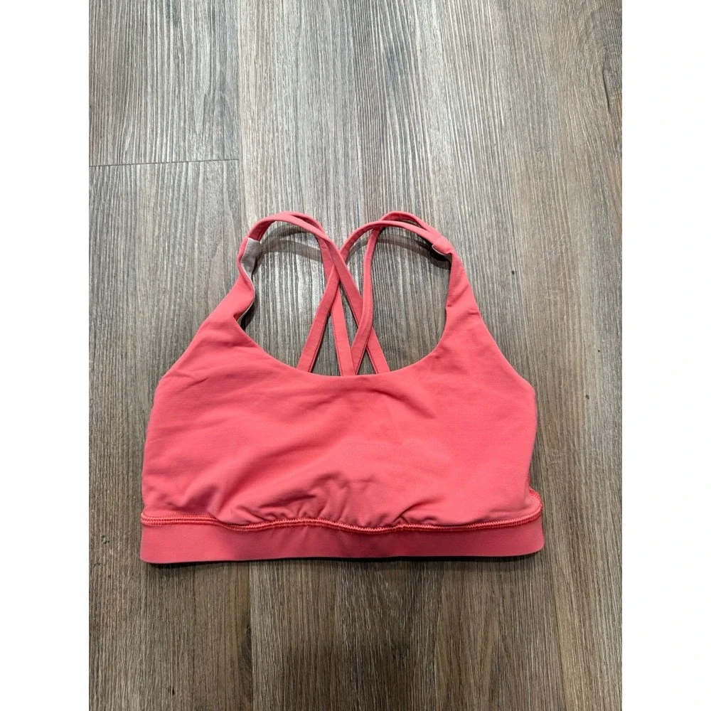 Lululemon Energy Bra Coral Pink Strappy Back Sports Bra Size 4 W2AR0S